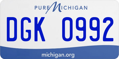 MI license plate DGK0992