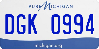 MI license plate DGK0994