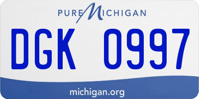 MI license plate DGK0997