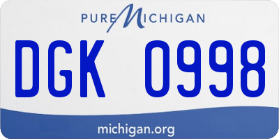 MI license plate DGK0998