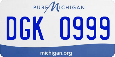 MI license plate DGK0999