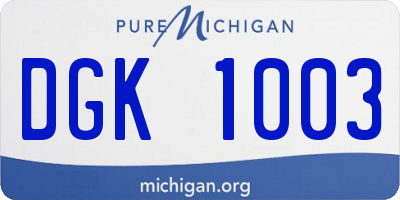 MI license plate DGK1003