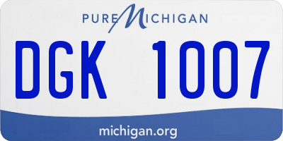 MI license plate DGK1007