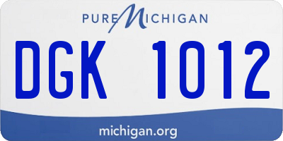 MI license plate DGK1012