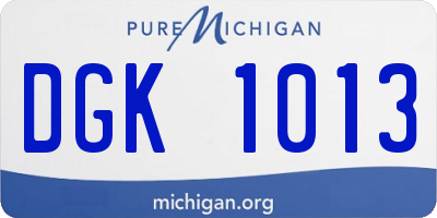 MI license plate DGK1013