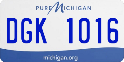 MI license plate DGK1016