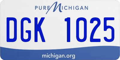 MI license plate DGK1025