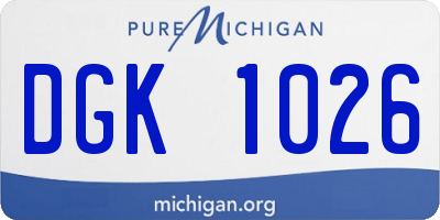 MI license plate DGK1026