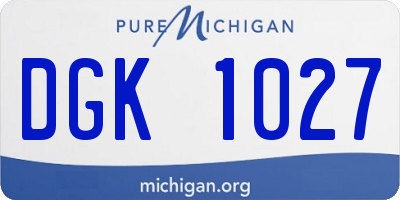 MI license plate DGK1027