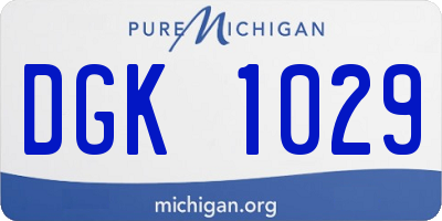 MI license plate DGK1029