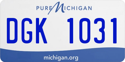 MI license plate DGK1031