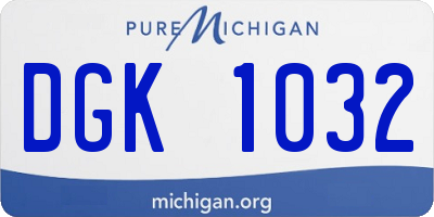 MI license plate DGK1032
