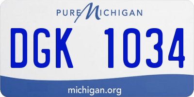 MI license plate DGK1034