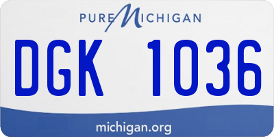MI license plate DGK1036