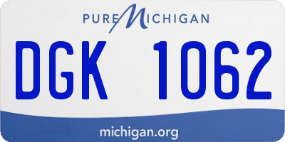 MI license plate DGK1062