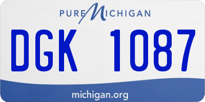 MI license plate DGK1087