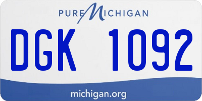 MI license plate DGK1092
