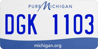 MI license plate DGK1103