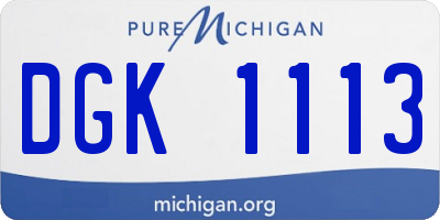 MI license plate DGK1113