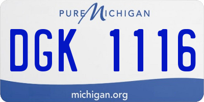 MI license plate DGK1116