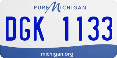 MI license plate DGK1133