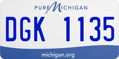 MI license plate DGK1135