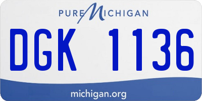 MI license plate DGK1136