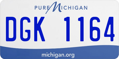 MI license plate DGK1164