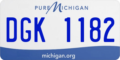 MI license plate DGK1182