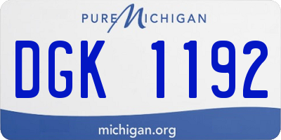 MI license plate DGK1192