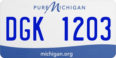 MI license plate DGK1203