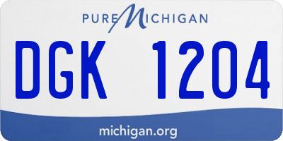MI license plate DGK1204