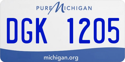 MI license plate DGK1205