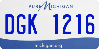 MI license plate DGK1216