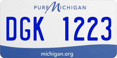 MI license plate DGK1223