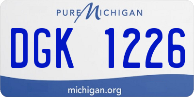 MI license plate DGK1226