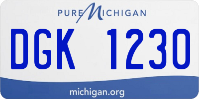 MI license plate DGK1230