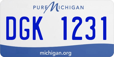 MI license plate DGK1231