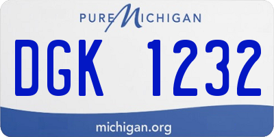 MI license plate DGK1232