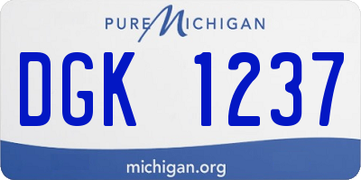 MI license plate DGK1237