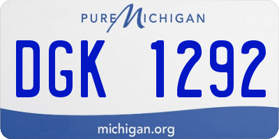 MI license plate DGK1292