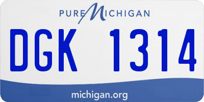 MI license plate DGK1314