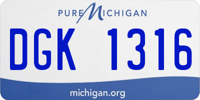 MI license plate DGK1316
