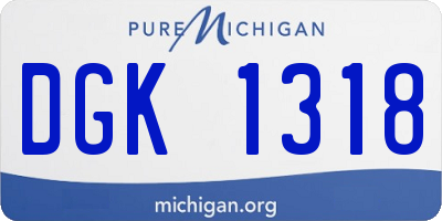 MI license plate DGK1318