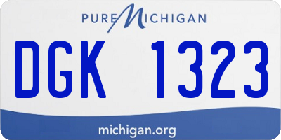 MI license plate DGK1323