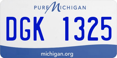 MI license plate DGK1325