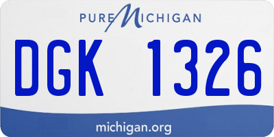 MI license plate DGK1326