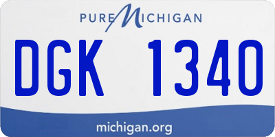 MI license plate DGK1340