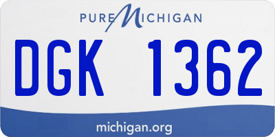 MI license plate DGK1362
