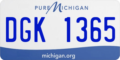 MI license plate DGK1365